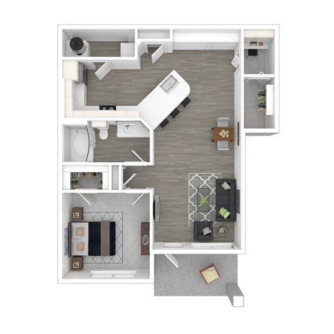 Floor plan for 1 bed, 1 bath, 816 sqft
